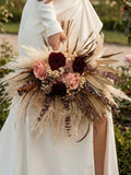 Boho Rustic Burgundy Wedding Bouquet, Pink Bridesmaid bouquet, Dried flower  Bridal Bouquet, Fall wedding bouquet, Burgundy bouquet Bouquet