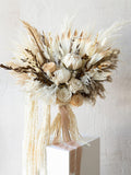 Boho Bridal Bouquet with Amaranthus and Eucaluyptus, Wedding Pampas Bouquet, Ivory Palm Bouquet, Natural Dried Flowers, Bridesmaid Bouquet Bouquet