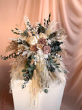 Boho Wedding Bouquet Cascading Bridal Bouquet with Preserved Roses and Pampas Grass  Wedding Centerpiece Fall Bridal Bouquet DecorFlowerBar Bouquet