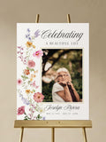 Floral Memorial Welcome Poster, Editable Funeral Display, Canva Template sympathy flower