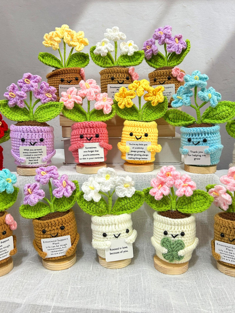 Personalization Handmade Crochet Forget Me Not Flowers With Hugging Heart,Gifts For Mom/Teacher/Classmate,Gift For Grandma,Graduation Gift sympathy flower