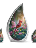 Northern Red Cardinal Cremation Urn, Custom Memorial Urn, Personalized Urn, Sympathy Gift, Engraved Urn for Funeral, Pink Flower Urn sympathy flower