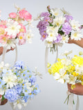 Pastel Monocolour Wildflower Bridesmaid Bouquet, Pastel Faux Wedding Flowers (Pink, Lilac, Blue and Yellow), White Pastel Artificial Blooms wedding flower