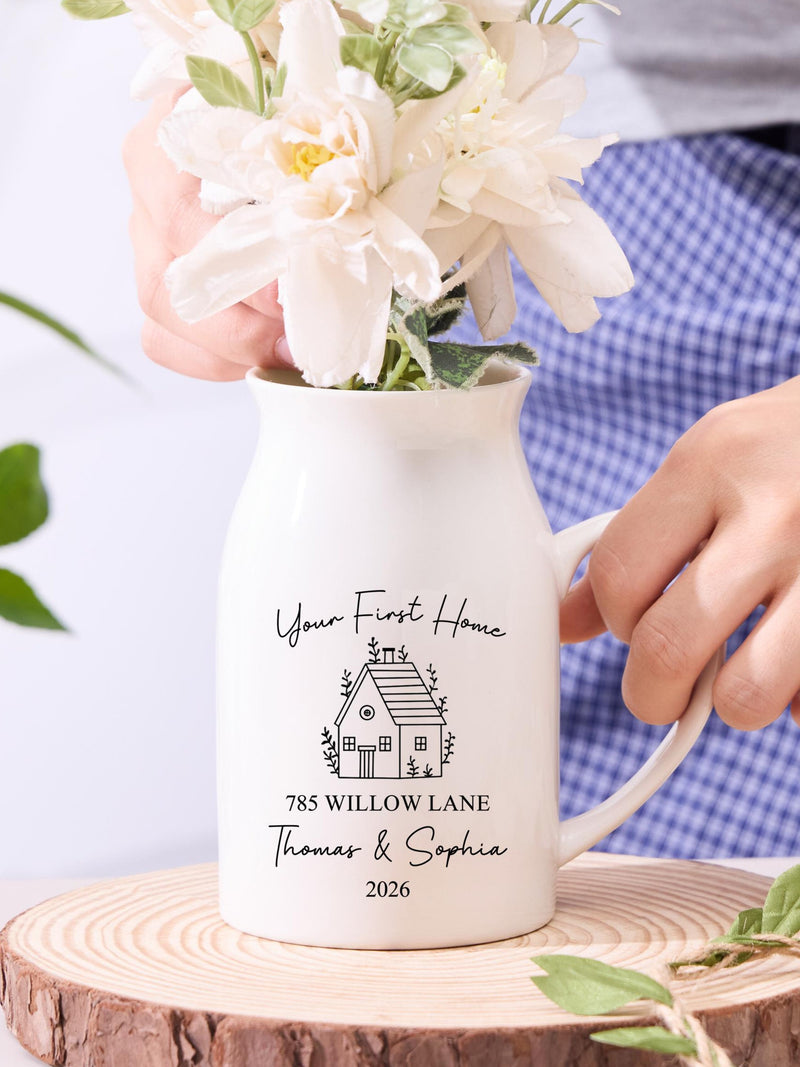 Personalised First Home Vase Gift, Vase for New Home Occasion,Housewarming Gift For Couple,Moving In Gift for Friend,New Home Owners Gift house warming flower