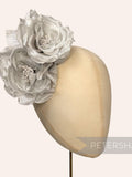 Pale Grey Silk 'Fiona' Double Rose Millinery Fascinator Flower Hat Mount silk flower