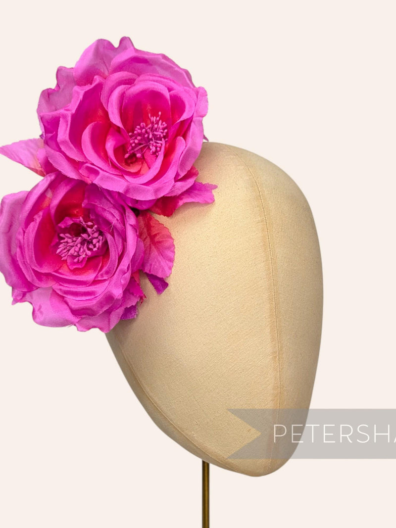 Magenta Ombre Silk 'Fiona' Double Rose Millinery Fascinator Flower Hat Mount silk flower