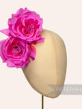 Magenta Ombre Silk 'Fiona' Double Rose Millinery Fascinator Flower Hat Mount silk flower