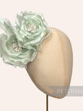Mint Green Silk 'Fiona' Double Rose Millinery Fascinator Flower Hat Mount silk flower