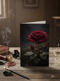 Rose Greeting Card Blank Inside Sympathy Flower Design Minimalist Dark Background Botanical Elegant Floral Photography Premium Stationery sympathy flower