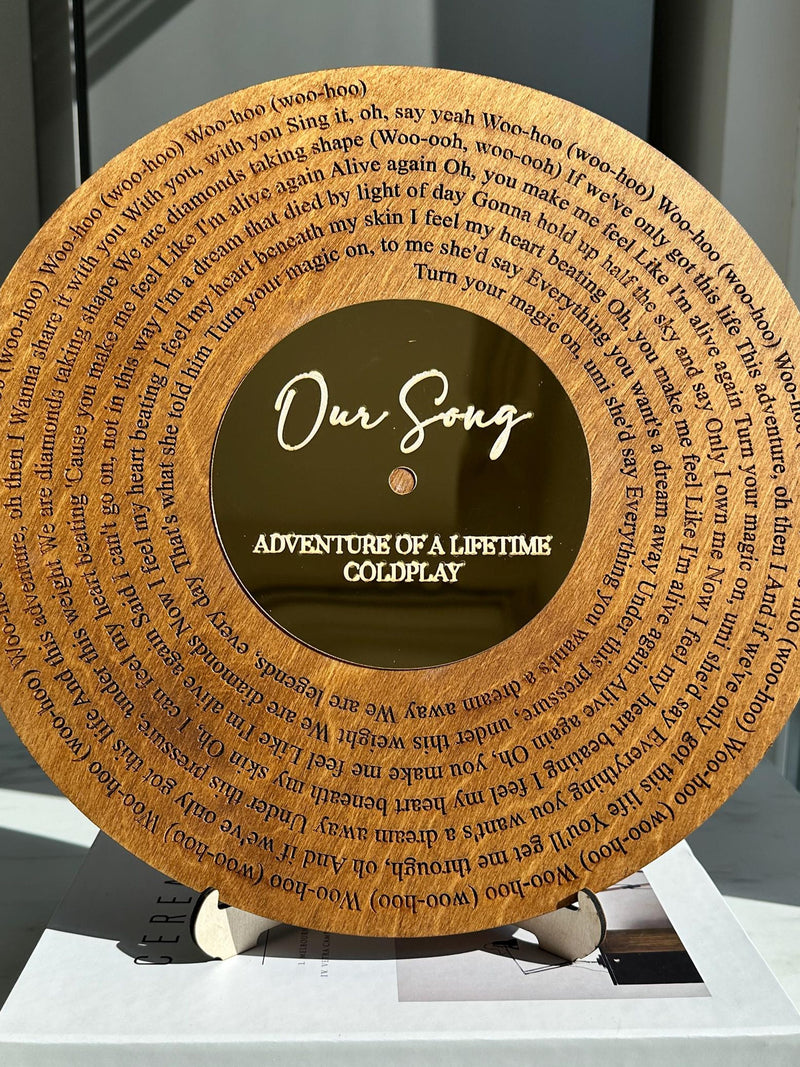 Custom Wooden Vinyl  Decor, Personalized Wedding Song Lyrics Engraved, Wooden Anniversary Gift, First Dance Lyrics, Custom Song Lyric Art ANNIVERSARY