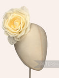 Pale Yellow 14cm 'Kelly' Silk Rose Millinery Fascinator Flower Hat Mount silk flower