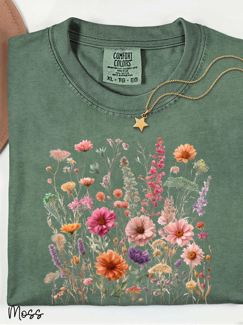 Comfort Colors Vintage Pressed Flowers Shirt - Floral Wildflower Tee FLOWER DELIVERY