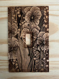 Wooden flower engraved light switch cover - lily of the valley and violets house warming flower