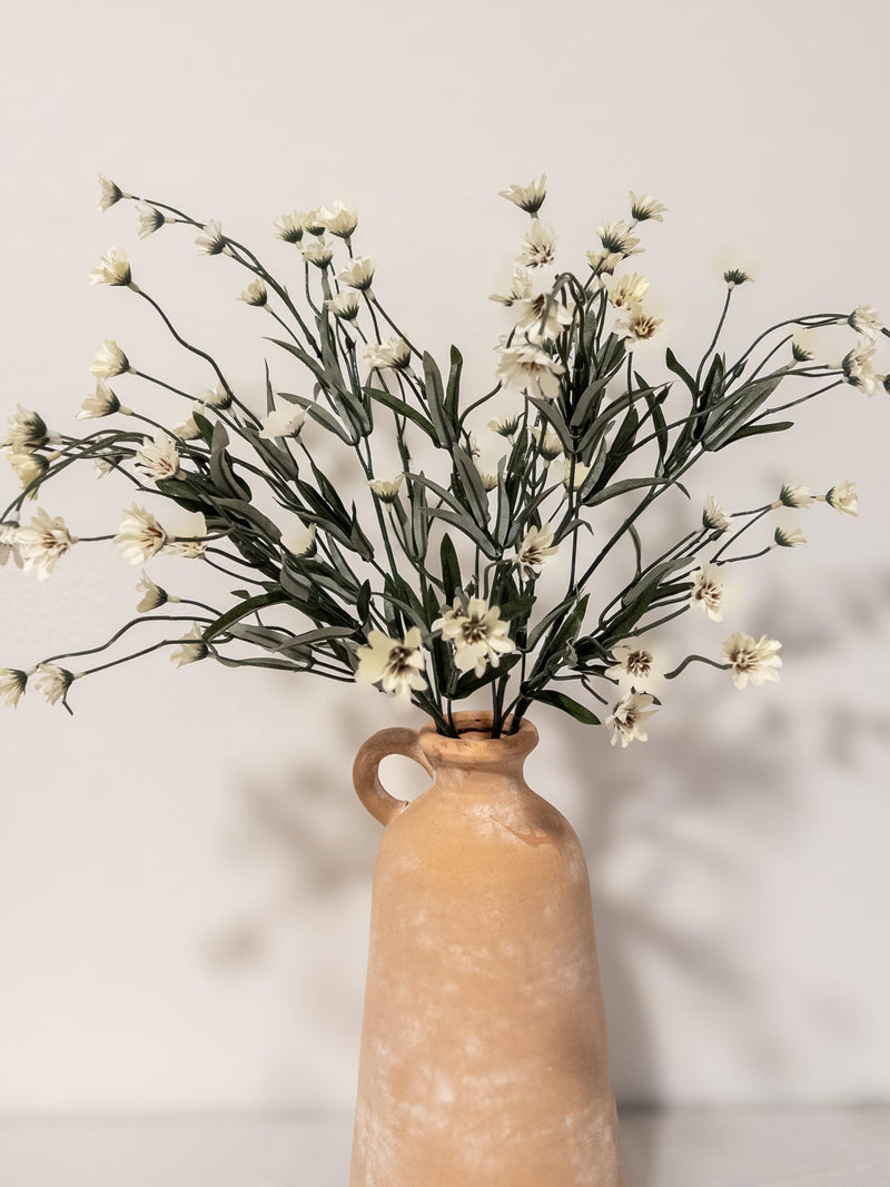 White Mini Daisy Wildflower Stem, 28Ó Faux Cream Floral Spray faux plants