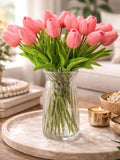 Real Touch Tulip Flowers, Set of 10 Stems, Lifelike Faux Tulips for Spring Decor, Neutral Luxury Floral silk flower