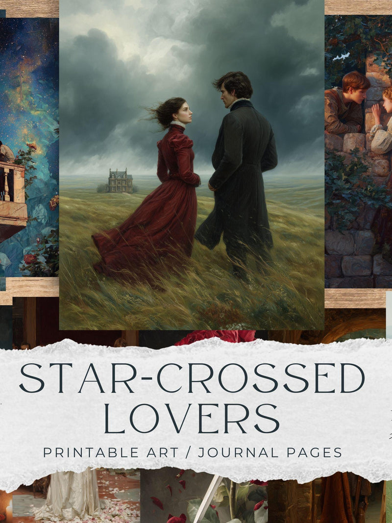 Star-Crossed Lovers Printable Journal Pages, Romantic Medieval Fantasy, Tragic Love Love Romance Flower