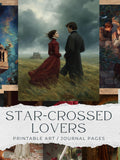 Star-Crossed Lovers Printable Journal Pages, Romantic Medieval Fantasy, Tragic Love Love Romance Flower