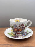Vintage Copeland Spode Demitasse Teacup & Saucer Reynolds Pattern Fruit Floral flower spore
