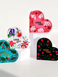 Heart Love You Card Set of 4, Floral Valentine Cards, Colorful Romantic Greeting Cards Love Romance Flower