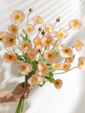 Champagne Peach Faux Poppy Flowers-4 Heads, Silk Artificial Poppies Branch, DIY Florals for Home, Office, Dining silk flower