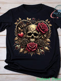 Dark Rose Heart Skull PNG | Gothic Valentine Love Sublimation Design Love Romance Flower