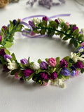 Spring Tulip Full Crown: Purple Floral Headpiece with Silk Flowers silk flower