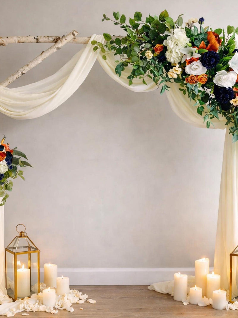Navy Burnt Orange Faux Wedding Floral Package, Arch Flowers, Bridal Bouquet, Centerpieces wedding flower