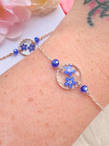 Real Forget-Me-Not Flower Resin Bracelet, Sterling Silver, Botanical Jewelry FLOWER DELIVERY