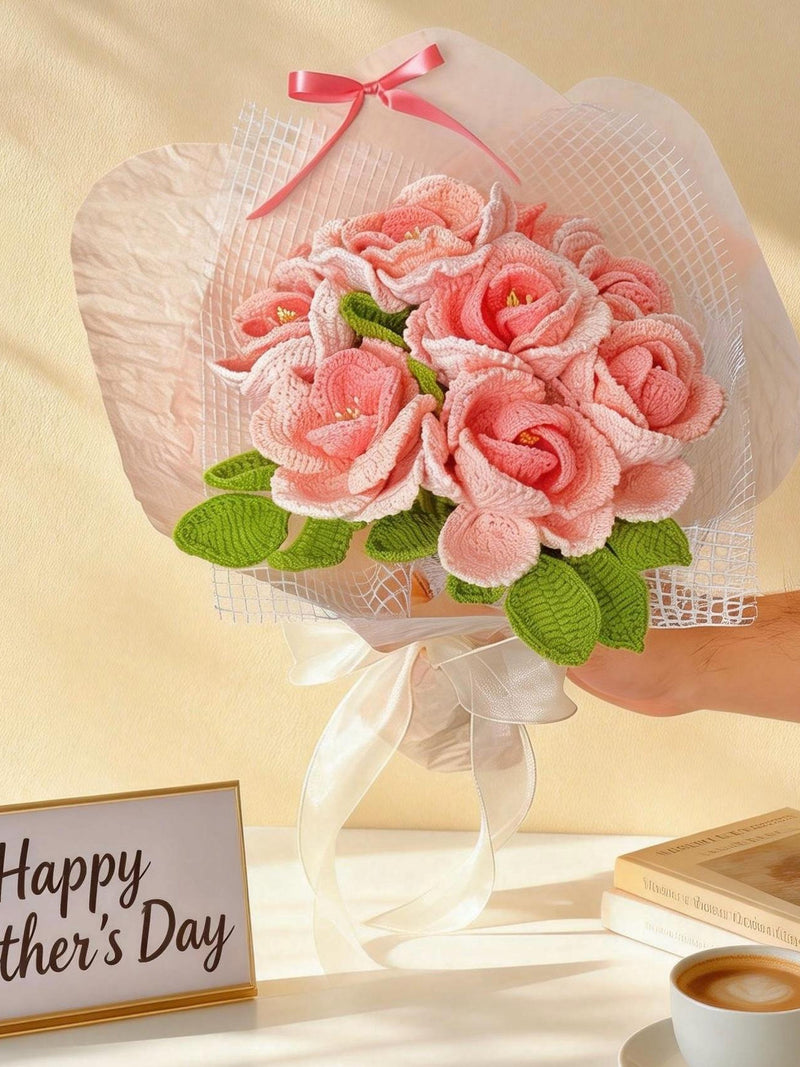 Handmade Crochet Rose Bouquet - Mother's Day Gift for Mom, Anniversary Birthday, Custom Forever Flowers ANNIVERSARY