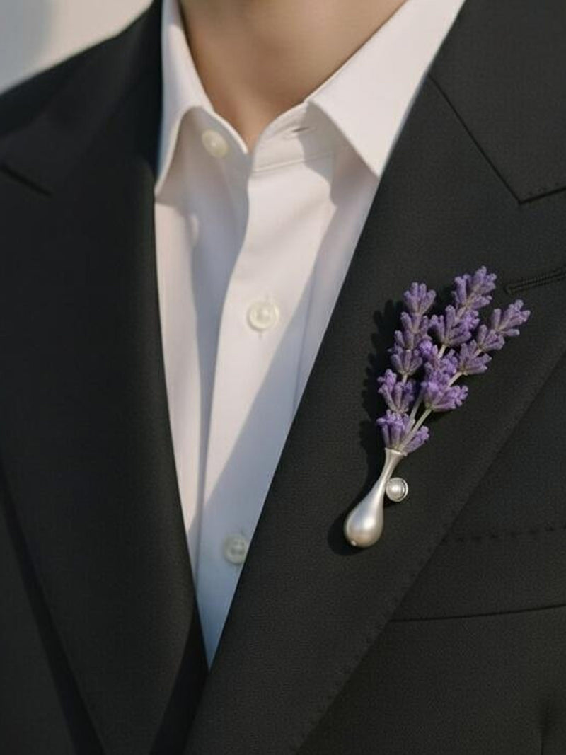 Minimalist Silver Vase Lapel Pin Ð Plant Holder Brooch for Fresh Flowers ÐModern Wedding Boutonniere Holder Ð Unisex Floral Brooch FLOWER DELIVERY