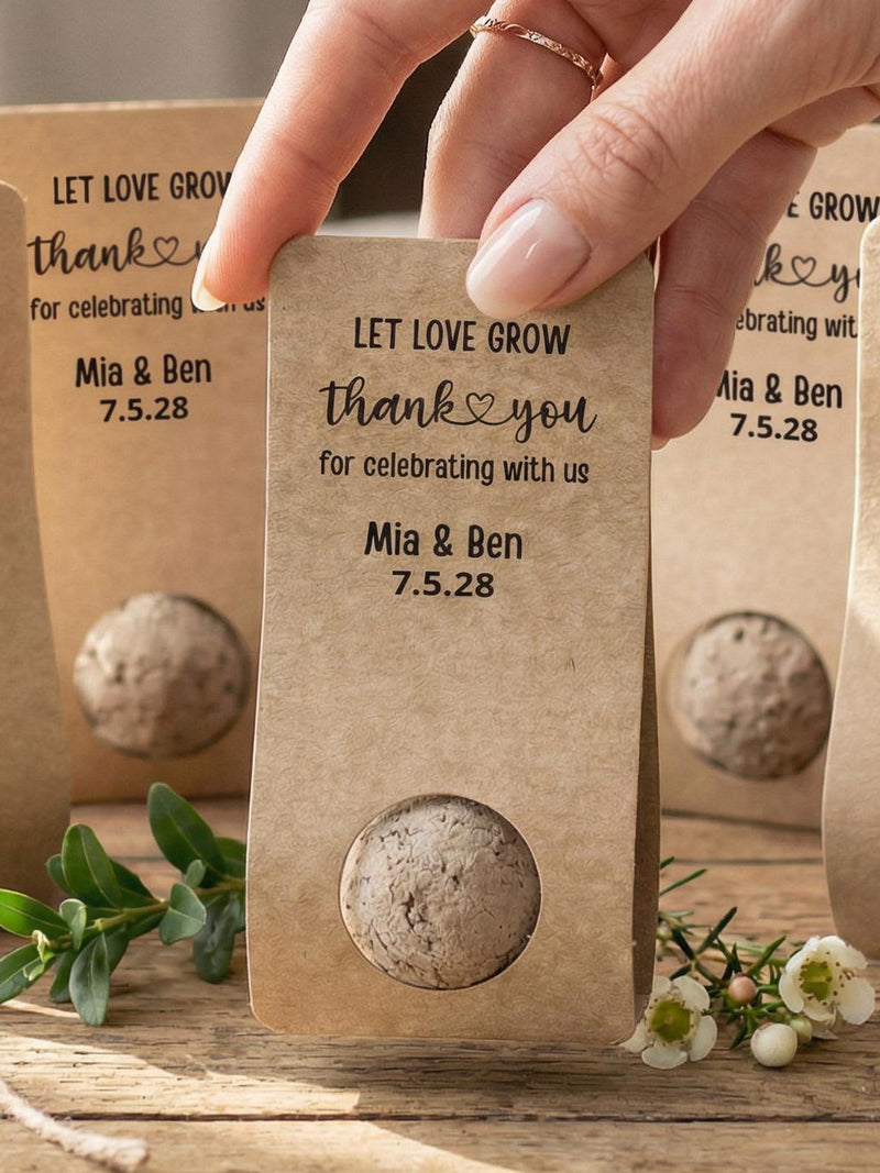 Wildflower seed wedding favors, let love grow Personalized Plantable Seed Paper Wedding Favors, plant wedding favors for guests in bulk seeds bulk