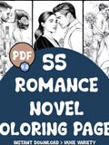 Romance Novel Coloring Pages | 55 Pages | Love, Books | Digital Download | Printable PDF | V.2 Love Romance Flower