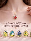 Birth Month Flower Teardrop Necklace, Pressed Real Flower Jewelry, Birthday Gift, Mother's day gift, Personalized Gift birthday flower