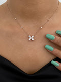 1.20 Carat Pear & Round Lab Grown Diamond Flower Inspire Yard Necklace, Minimalist Chain Necklace, 14K Gold, Wedding Anniversary Gift ANNIVERSARY