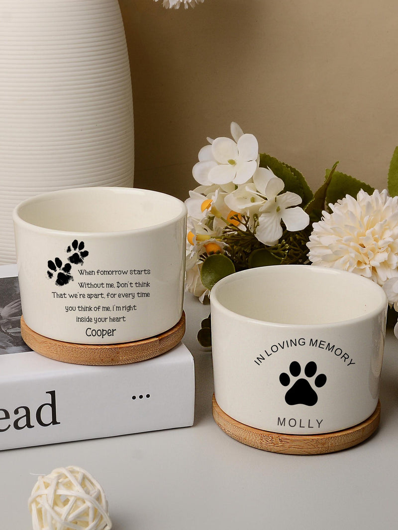 Personalized Dog Memorial Ceramic Planter,Flower Pot With Bamboo Tray,Dog Sympathy Gift,Pet Lover Gifts,Dog Mom Planter,Loss Of Pet Gifts sympathy flower