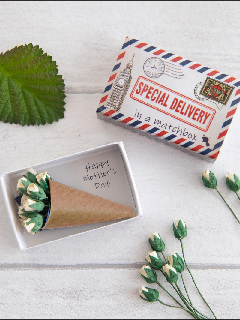 Tiny Paper Rose Bouquet in Matchbox - Mother's Day Gift, Miniature Flower Arrangement FLOWER DELIVERY