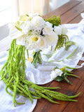 White and Green Cascading Wedding Bouquet Ð Elegant Calla Lily and Rose Bridal Flowers Bouquet