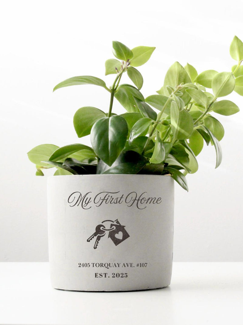 Personalized First Home Planter | Custom Engraved New Home Gift with Address & Year | Housewarming Gift for New Homeowners house warming flower