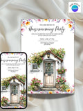 Floral Housewarming Invitation Template, Modern New Home Party (Digital Download Canva Template house warming flower