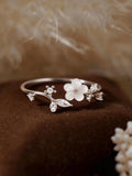 Sterling Silver Sakura Flower Ring, Adjustable Cherry Blossom Jewelry, Delicate Floral Promise Ring, Nature Lover Birthday Gift for Her ANNIVERSARY