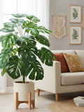 Large Faux Monstera Plant | Realistic Indoor Greenery | Modern Boho Planter Stand faux plants