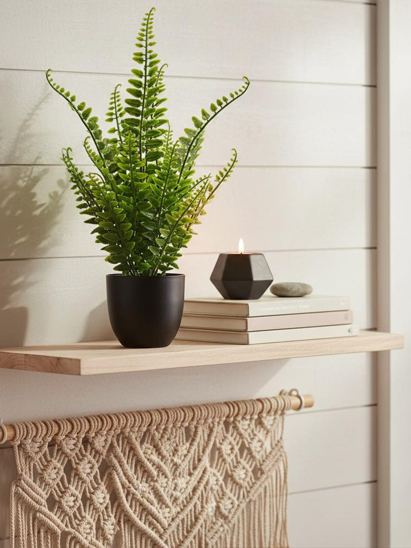 Boston Fern Faux Plant | Artificial Greenery Decor with Pot | Indoor Houseplant for Shelf faux plants