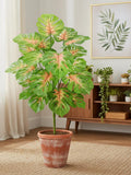 Faux Red Vein Monstera | Large Artificial Floor Plant | Tropical Indoor Decor faux plants