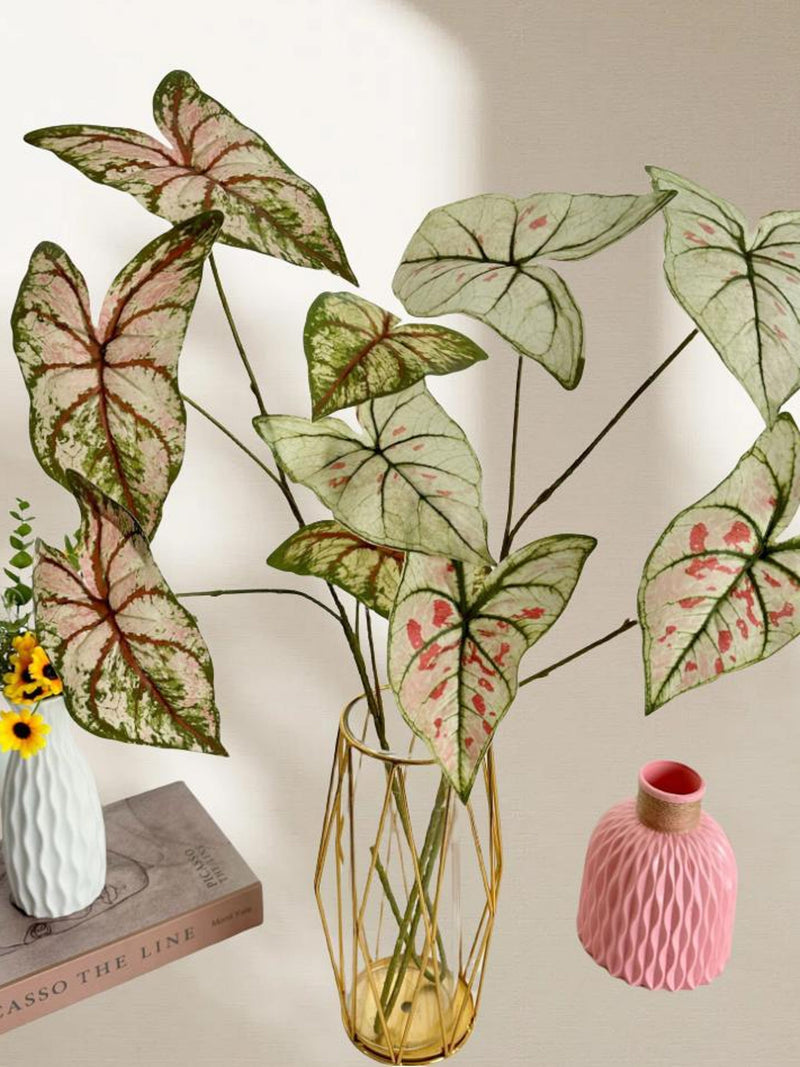 Artificial Caladium Leaf Plant, Faux Tropical Leaf Greenery for Nordic Home Decor, Living Room Decoration, Decorative Fake Plant faux plants