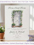 Home Sweet Home Invitation Template | Editable in Canva | Floral Door Housewarming Invite (Digital Download) house warming flower