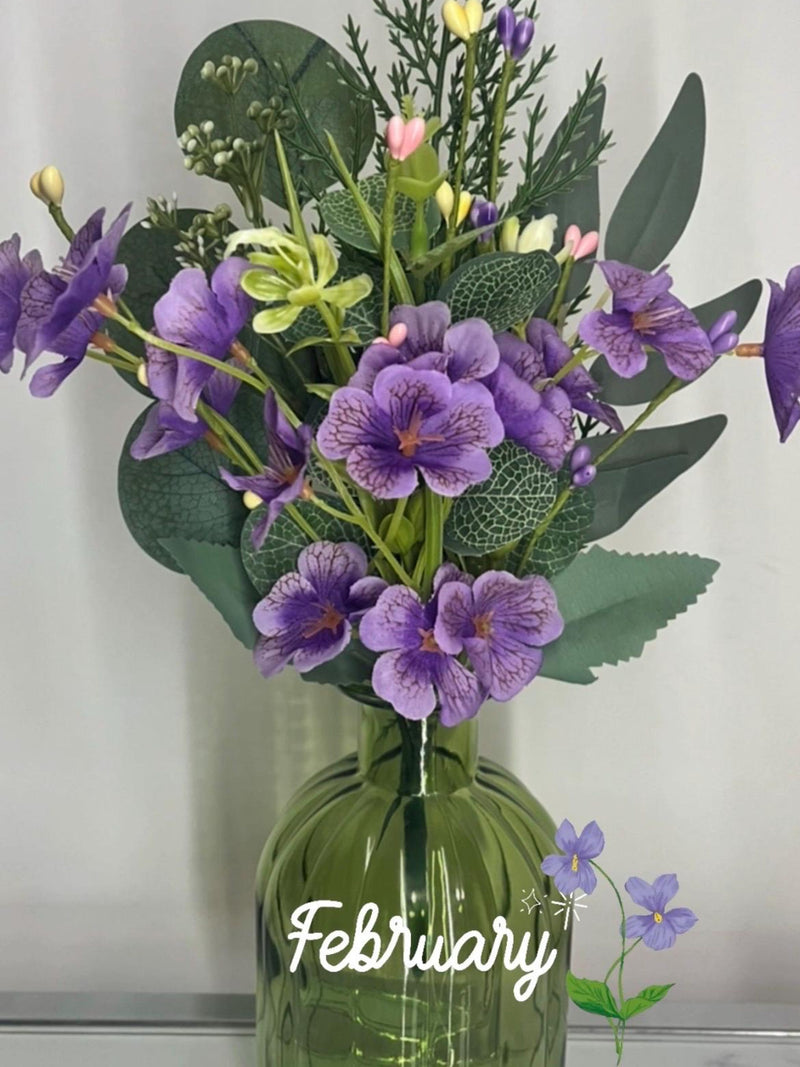 Handcrafted Artificial Birth Flower Bouquet, Personalized Gift birthday flower