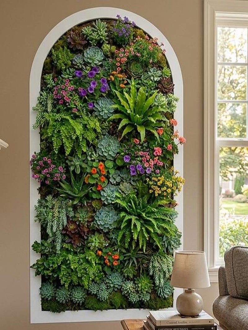 Succulent Wall Decal | Arched Vertical Garden Mural | Realistic Faux Plant Sticker | 3D Greenery Wall Art | Botanical Greenery Wall Art faux plants