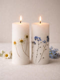 Botanical Candle with Dried Daisy, Forget-Me-Not Flowers Ð Unscented Handmade Decor sympathy flower