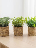 Mini Faux Potted Plant, Realistic Artificial Succulent in Woven Pot, Boho Small Desk Shelf Decor, Indoor Fake Plant for Home Office Tabletop faux plants