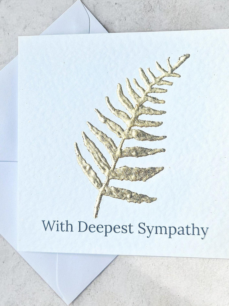 Sympathy Card Ð With Deepest Sympathy Card with Gold Botanical Design, Elegant Condolence Greeting Card sympathy flower